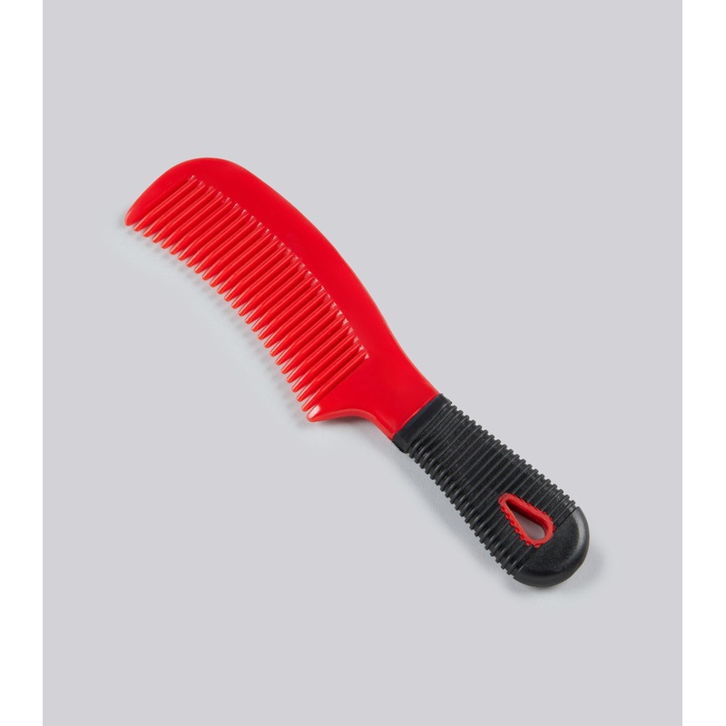 Plastic Mane Comb with Handle – Large Black & Red