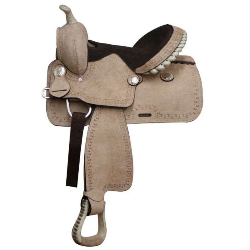 #302813: 13″ Pony / Youth Rough Out Leather Saddle