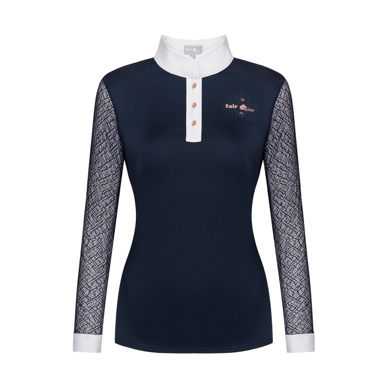 Fair Play Competition Shirt CECILE Long Sleeve ROSEGOLD, Navy
