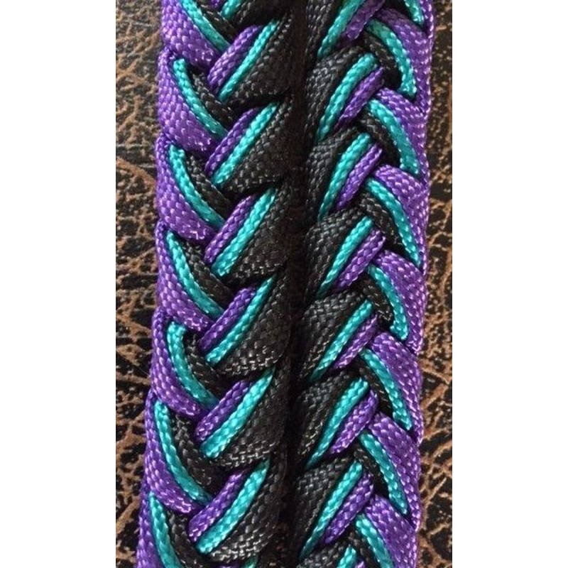 Martha Josey Super Knot Barrel Racing Rein Purple/Turquoise/Black