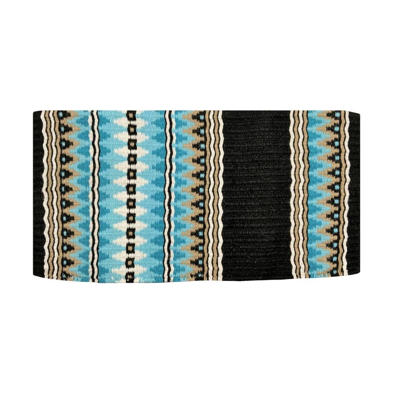 36 X 34 Wool Saddle Blanket with blue accents