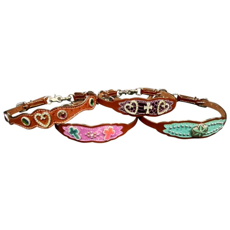 Showman ASSORTED FASHION PRINT wither strap with Conchos and beading.