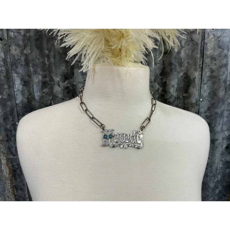 HOWDY ON PAPERCLIP CHAIN NECKLACE
