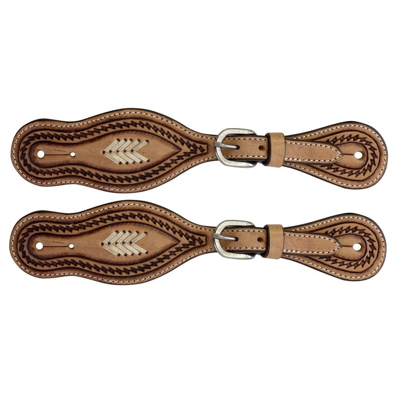 #M-158: Showman Argentina Cow Leather Embossed Men’s Spur Straps