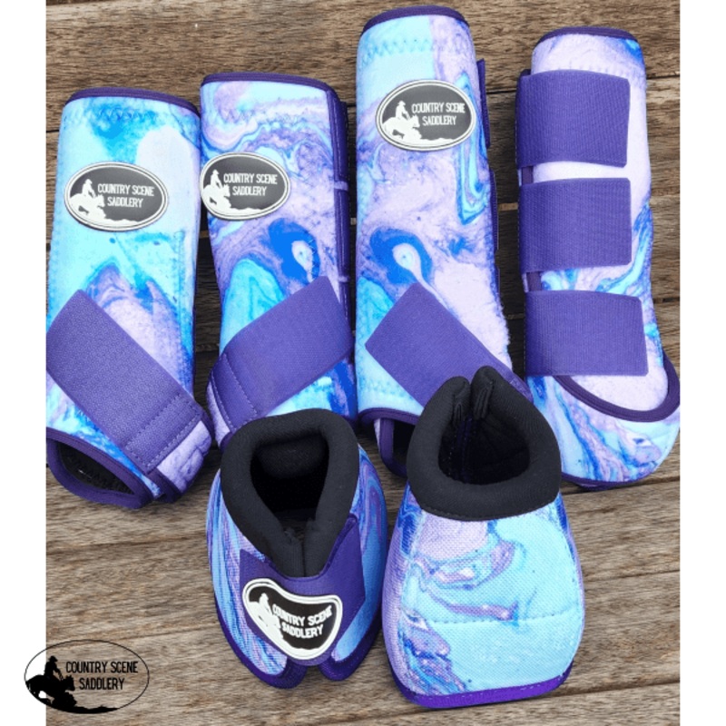CSS Turquoise and Purple Boots / Set of four + bells