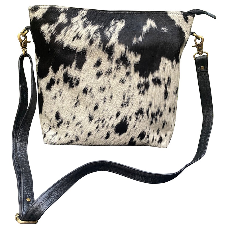 Klassy Cowgirl  Black & White Hair on Cowhide Shoulder Bag