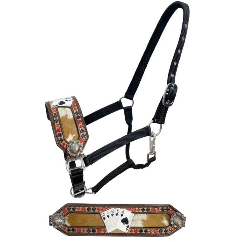 ‘Royal Flush’ Black Nylon Bronc Nose Halter