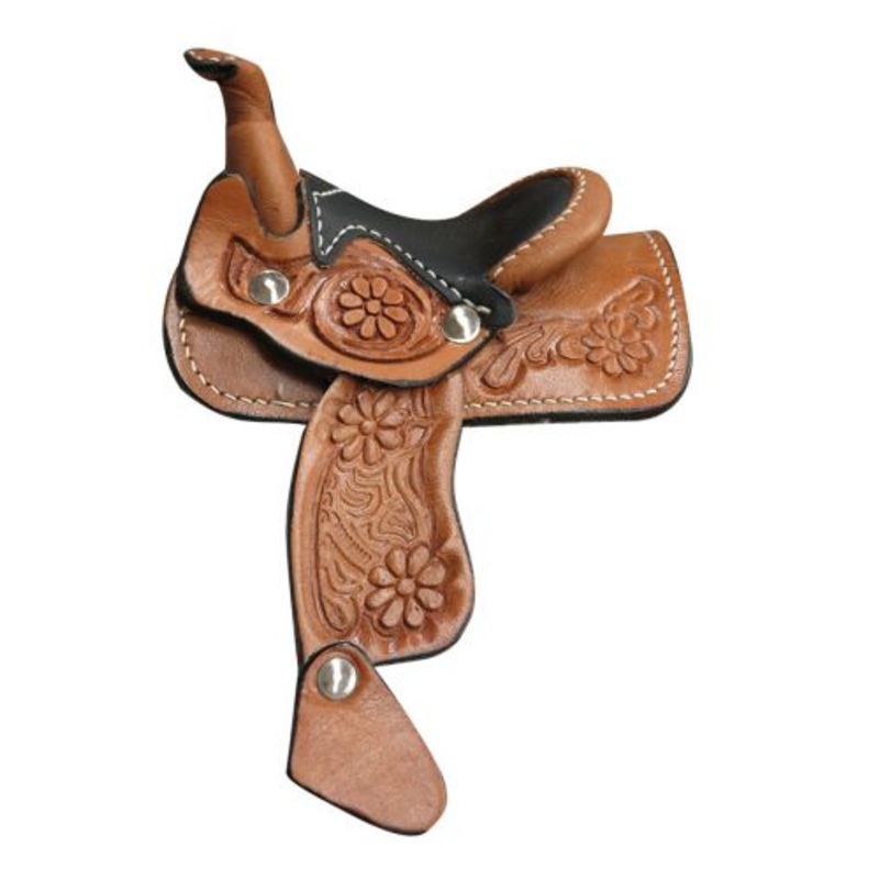#9155: Floral tooled leatherMini decorative saddle