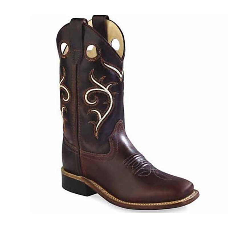 BSC1807 Old West Kids’ Brown Swirl Western Cowboy Boots