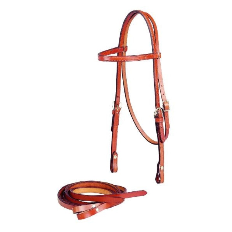 Tory Leather 5/8″ Browband Headstall & Single Ply Reins