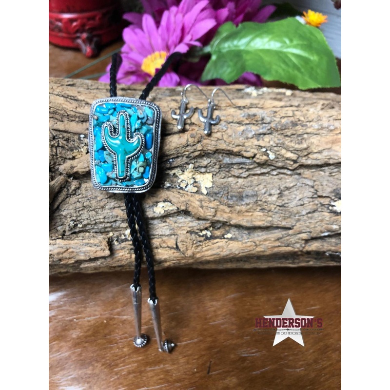 Turquoise Cactus Bolo Set
