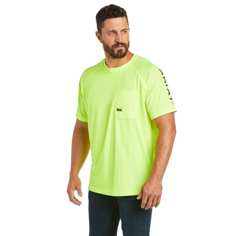 10031037 Ariat Men’s Rebar Heat Fighter Short Sleeve T-Shirt – Neon Lime