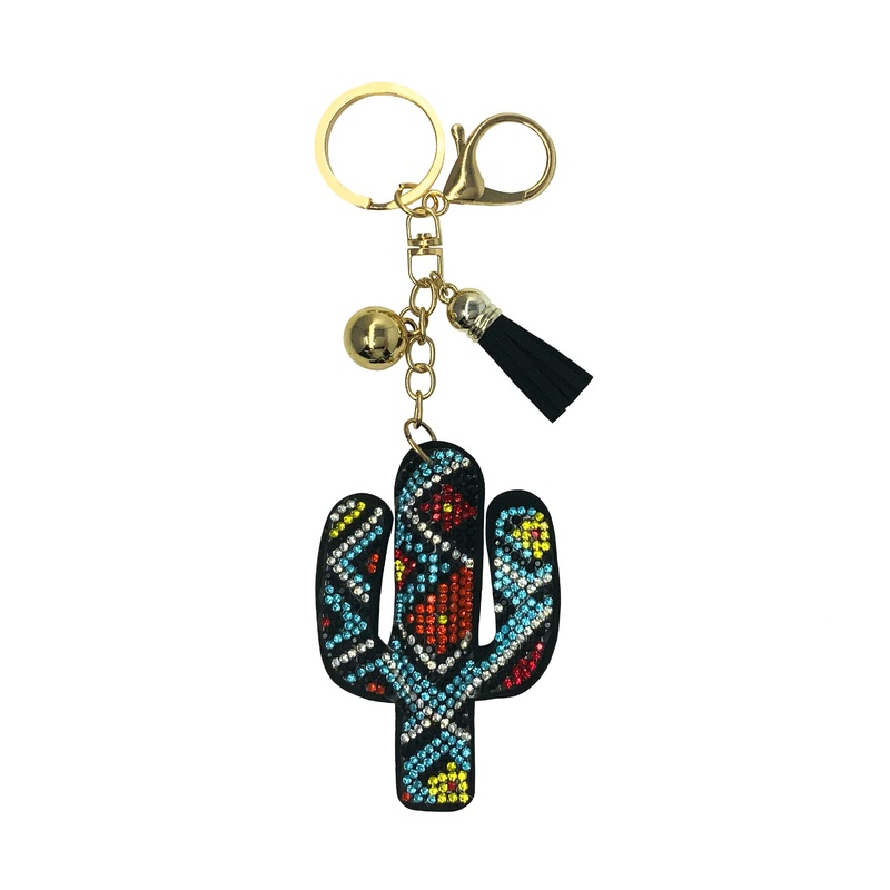 Bling Rhinestone Keychain – Aztec Cactus