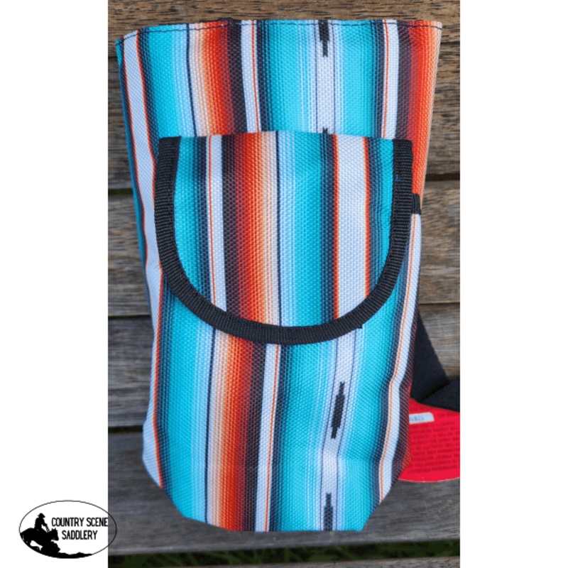 Showman Serape insulated nylon bottle carrier with pocket.