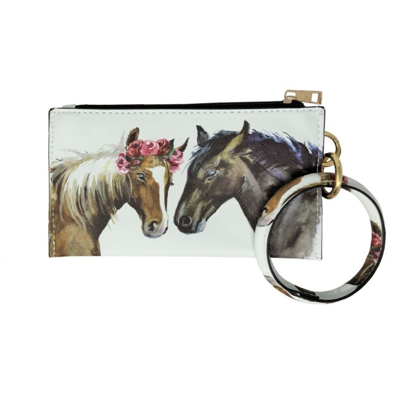 2 Horse Illustration Printed Wristlet