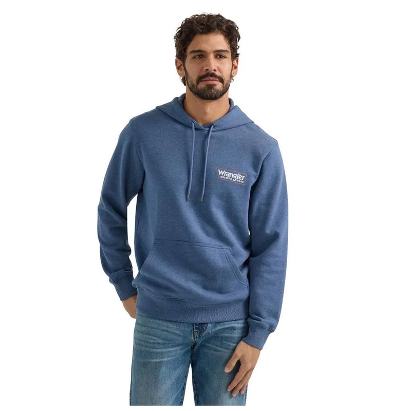 112350081 Wrangler Classic Mens Tag Logo Hoodie- Dark Denim Size Medium