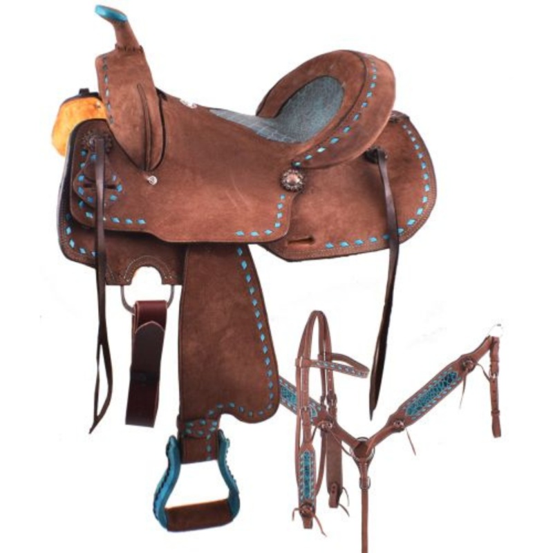 14″, 15″, 16″  DOUBLE T  ROUGHOUT BARREL STYLE SADDLE SET