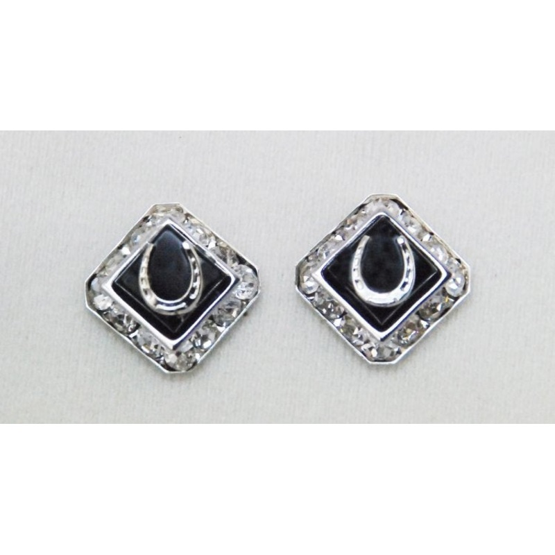 Finishing Touch Square Rondell Earrings with Horseshoe – Black Onyx