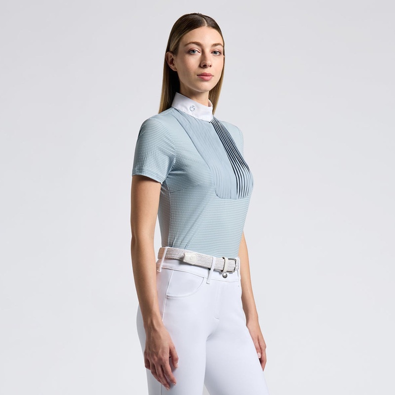 Women’s Short Sleeve Show Shirt Pleated Bib