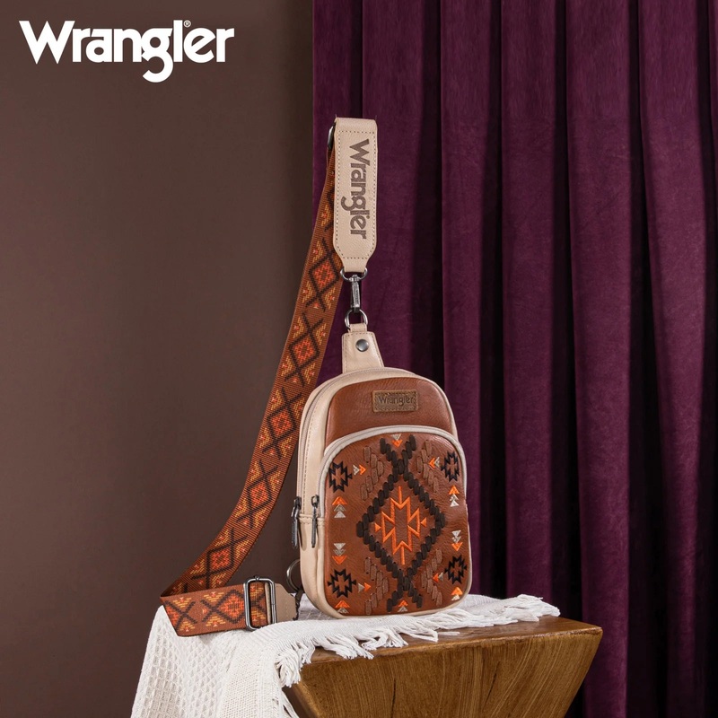 Wrangler Southwest Embroidered Sling ~ Brown