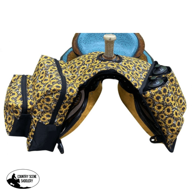 177999 Showman  Sunflower and Cheetah Print Insulated Water Bottle Horn Bag