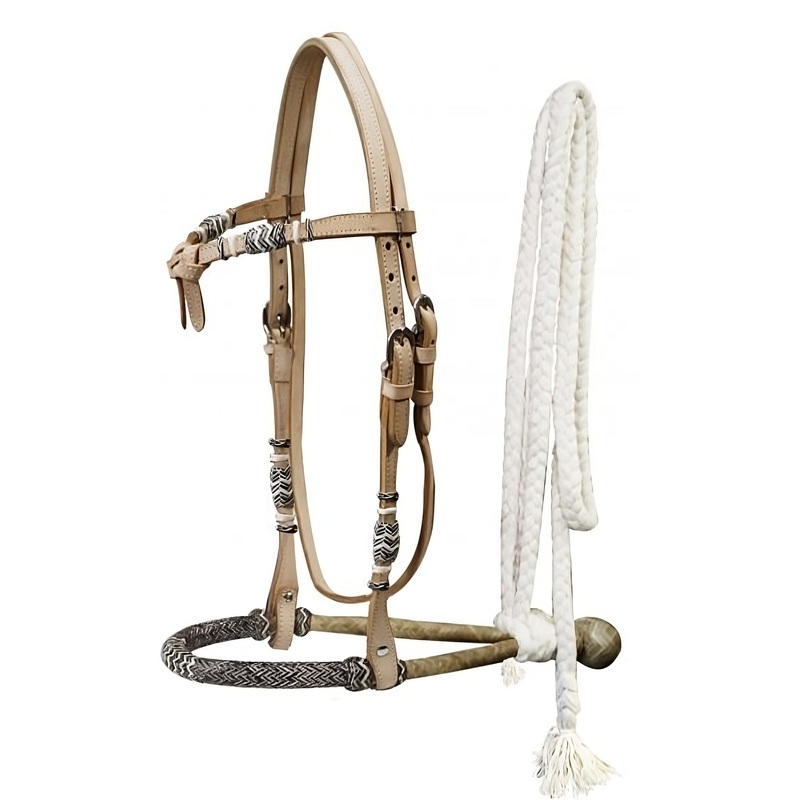 #3311: Showman Fine quality rawhide core show bosal with a cotton mecate rein