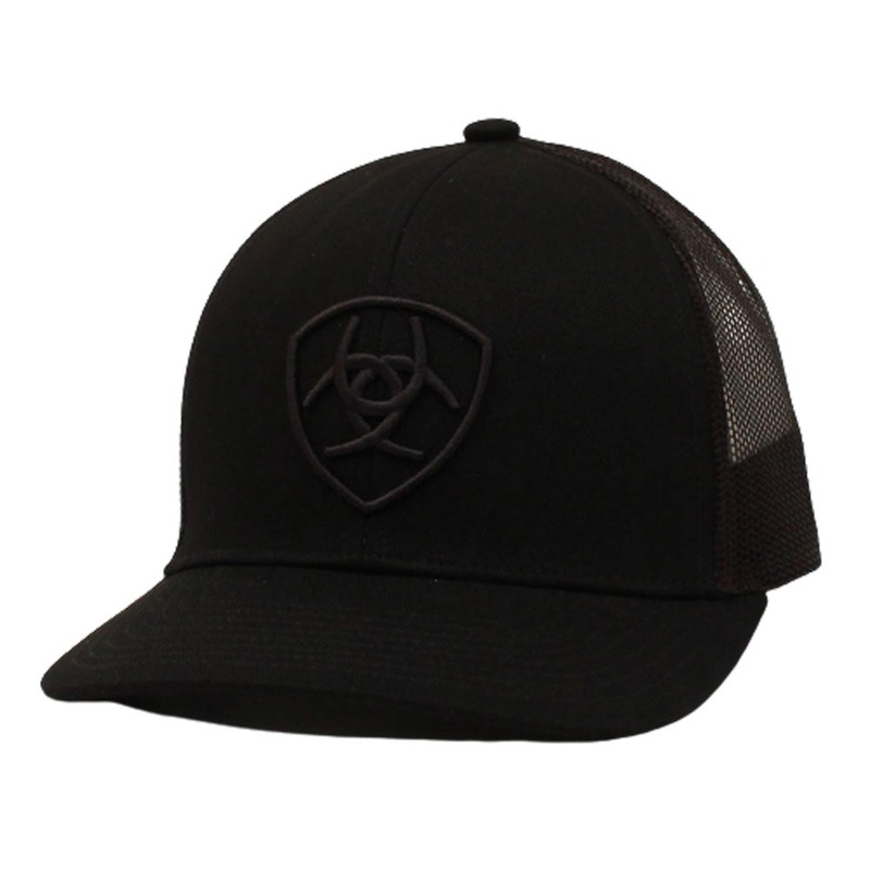 A300053001 Ariat Men’s Snap Back Black Shield Logo Cap