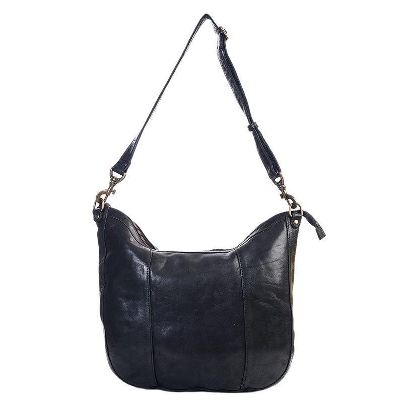 Spaghetti Western Swc143Blk Hobo Vintage Handmade Drum Dyed Genuine European Cowhide Leather Women Bag WesternHandbagPurse