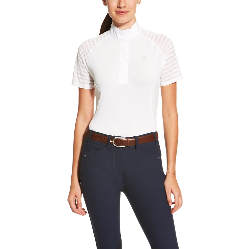 10019314 Ariat Women’s Aptos Vent Short Sleeve Show Shirt -White