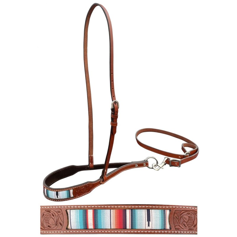 Showman  Leather noseband and tiedown with southwest printed leather nose