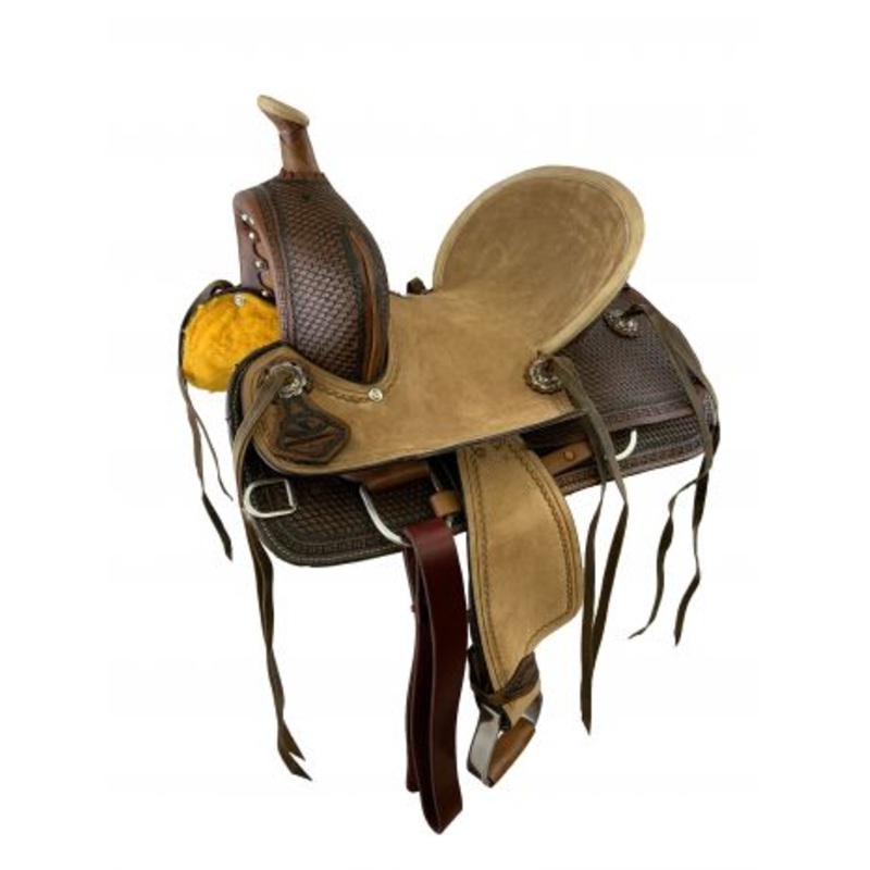 #15857: 10″, 12″ Double T Youth Hard Seat Barrel Saddle w/ Deep seat