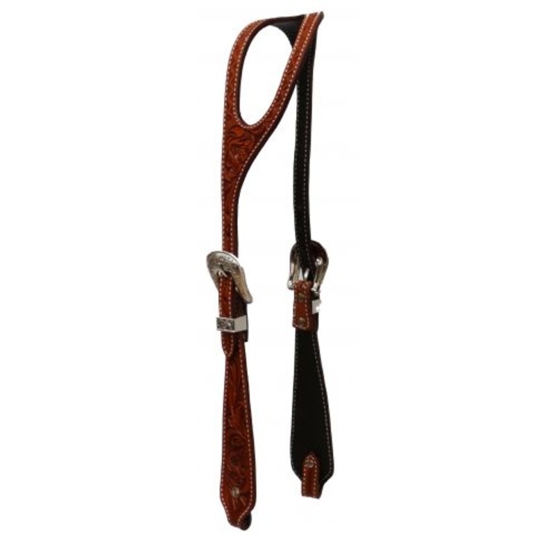 #13162: Showman  Argentina cow leather headstall with ear silt