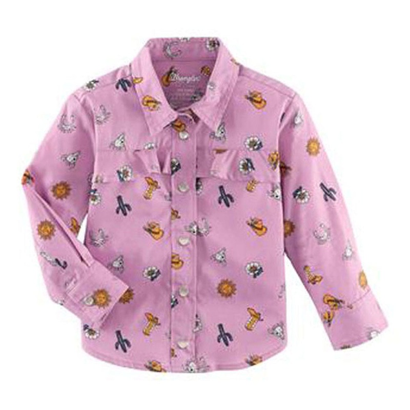 112335363 Wrangler Baby Girls Western Top – Purple Print