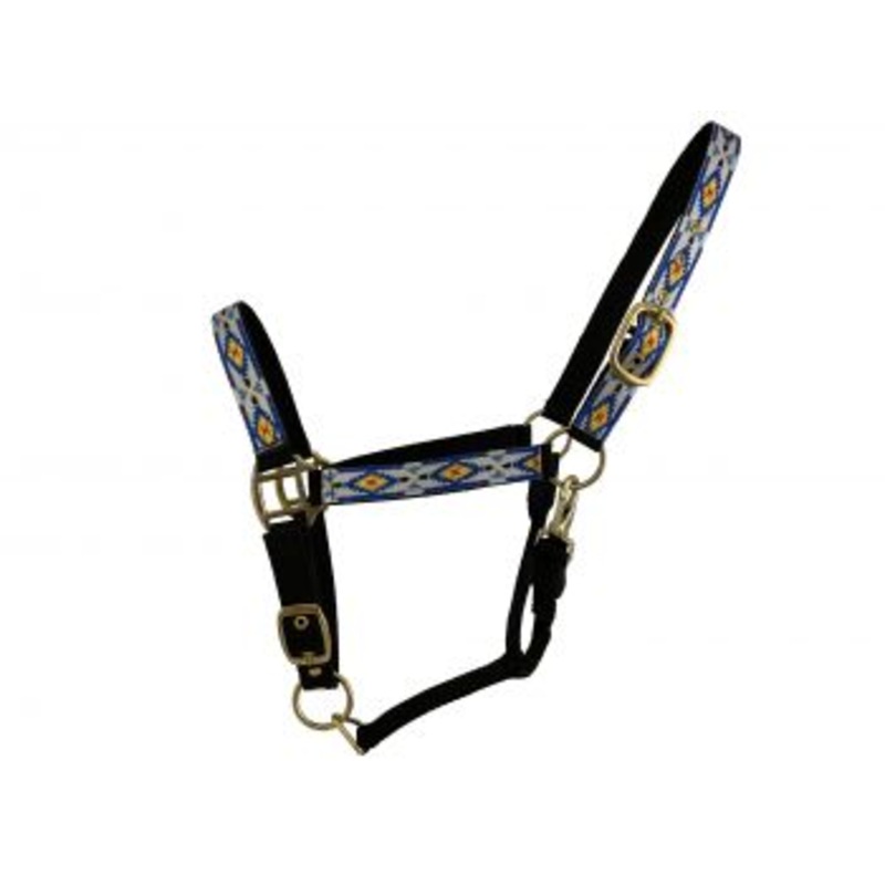 #6669: 3ply Navajo Overlay Print Nylon Horse Sized Halter