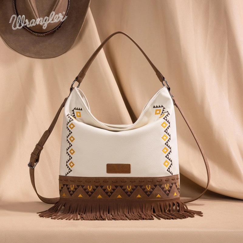 Wrangler Aztec Embroidered Hobo/Crossbody ~ Beige