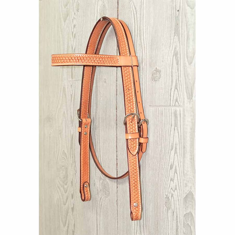 1″ Headstall – Hand Tooled Basket W/Ss Hardware