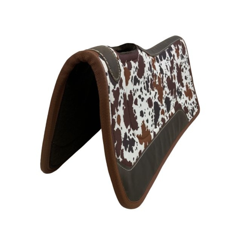 Showman 31″ x 32″ Nylon Printed Top Contoured Felt Bottom Saddle Pad – Cow Print