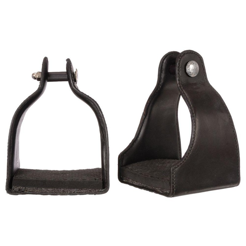 1″ Leather Covered Padded Endurance Stirrups with 4 1/2″ Tread
