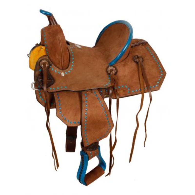 12″ DOUBLE T YOUTH/PONY CHOCOLATE ROUGHOUT BARREL SADDLE