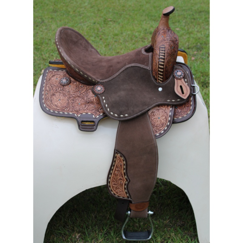 Double T Cocoa Daisies Spinal Relief Barrel Saddle – 15, 16 Inch