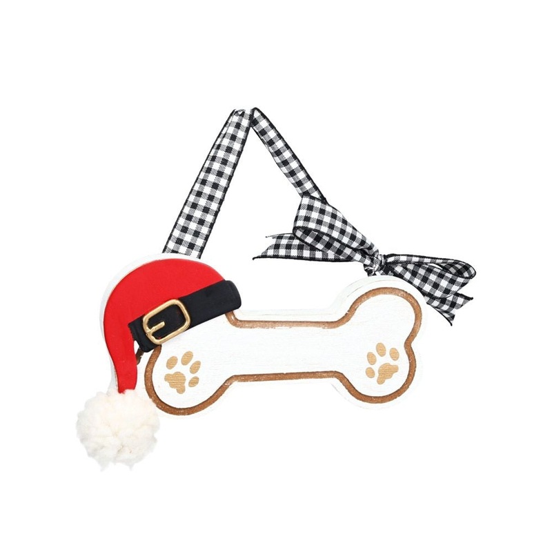 Gift Corral Dog Bone with Santa Hat Ornament