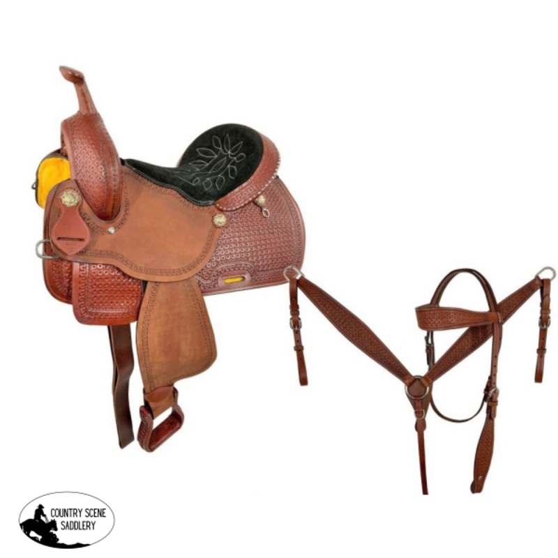 15″ Economy Barrel Style Saddle Set with circle tooling.