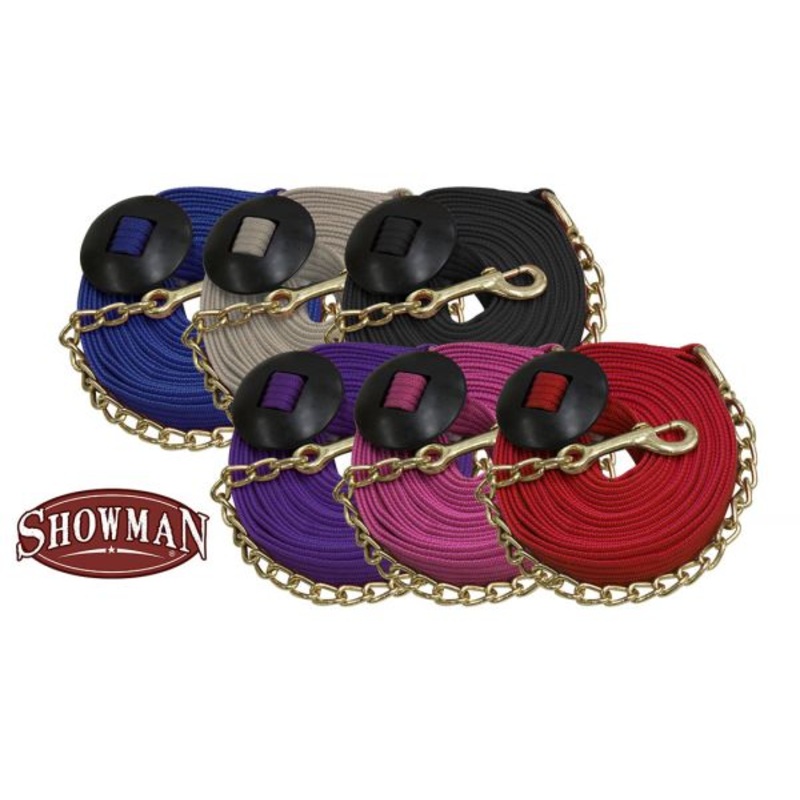 25′ flat cotton web lunge line with brass chain