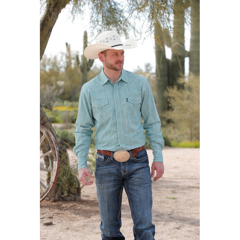 Cinch Mens Turquoise Modern Print L/S
