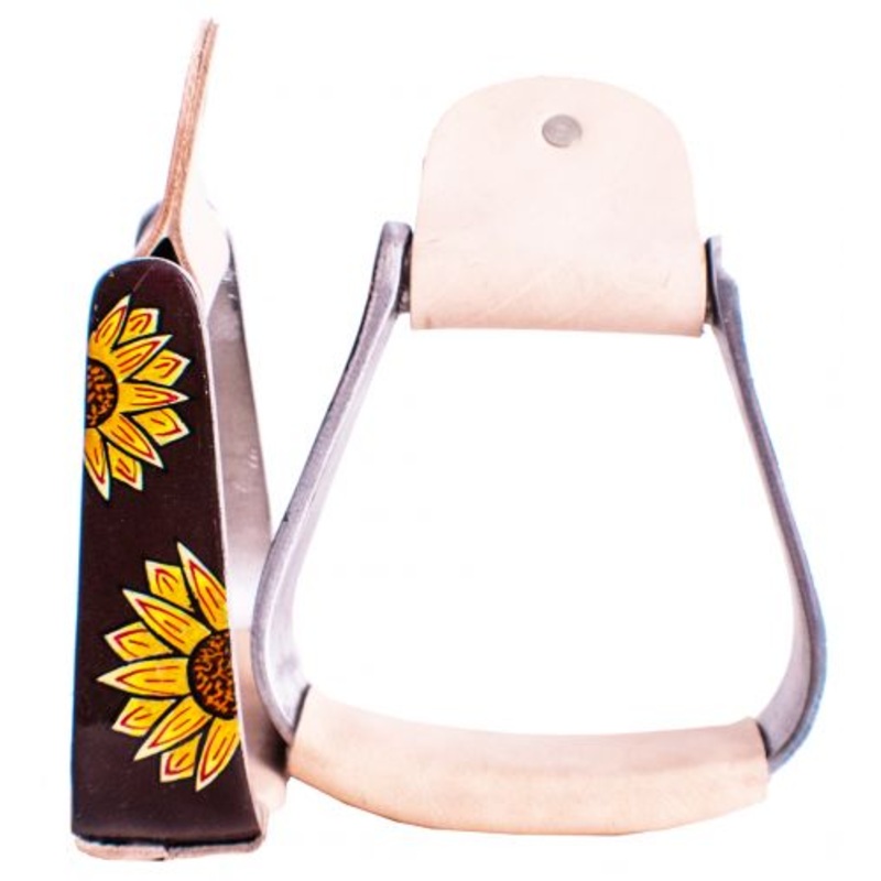 S howman   Pony/Youth polished aluminum stirrup with sunflower design