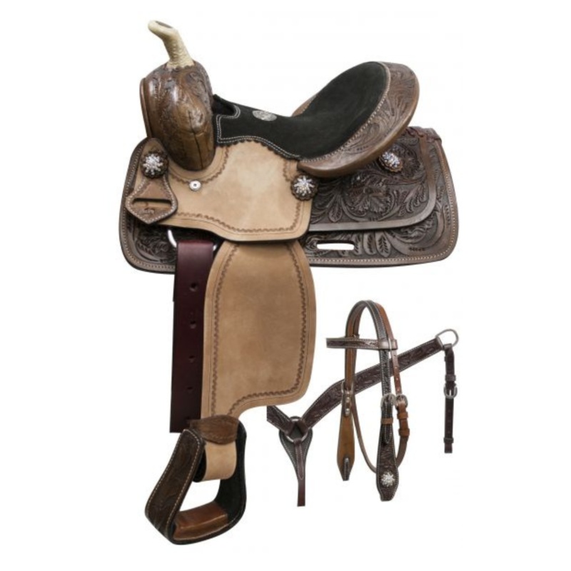 10″ DOUBLE T PONY SADDLE SET WITH RAINBOW CRYSTAL RHINESTONES