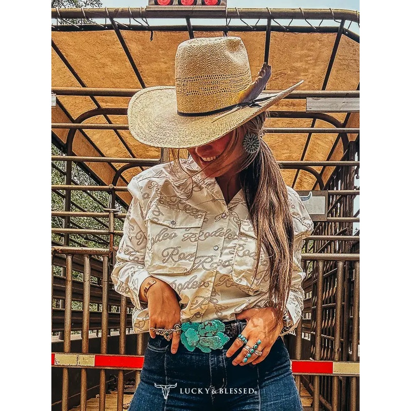 Rodeo Rope Detail Pearl Snap Button Down Shirt