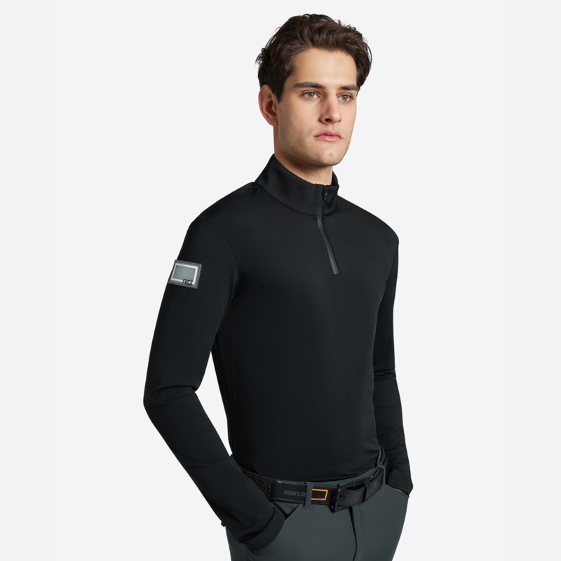 RG Jersey Fleece Long Sleeve Zip Training Shirt, Black