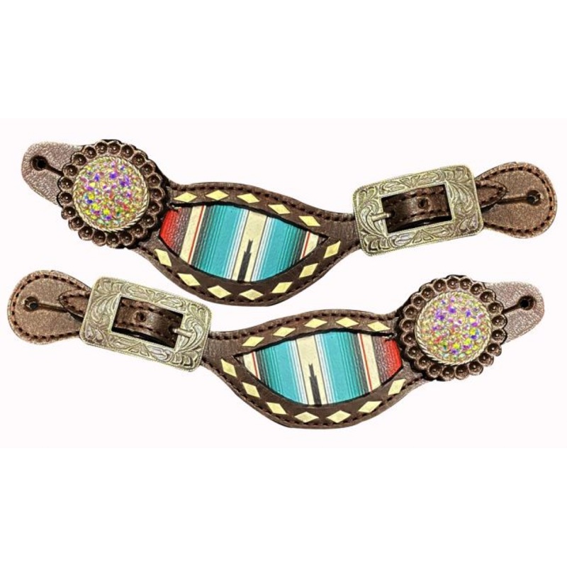 Showman Ladies Size Southwest Serape print spur straps