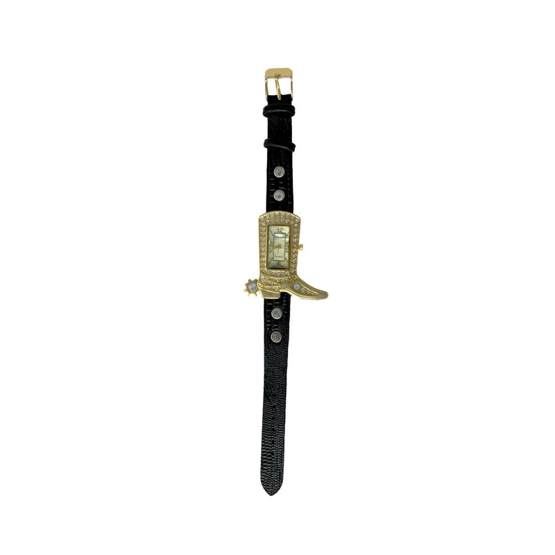 Ladies Gold Boot Watch with Leather Band